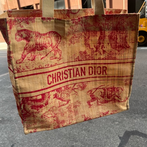 Christian Dior Straw Canvas Tote - Picture 1 of 6